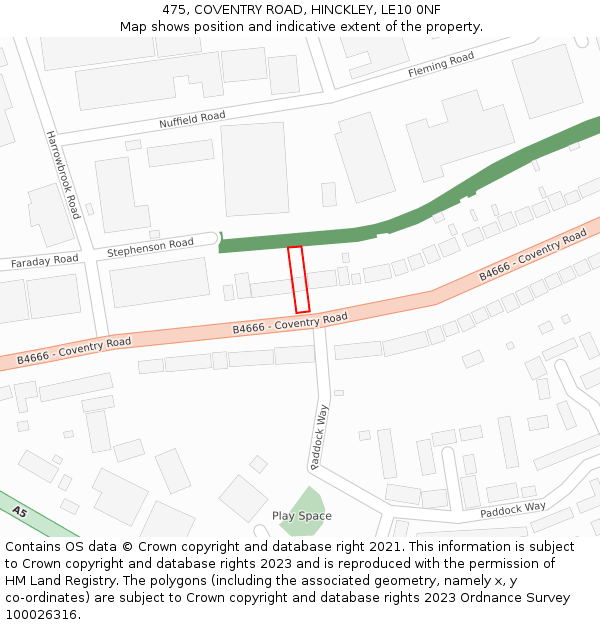 475, COVENTRY ROAD, HINCKLEY, LE10 0NF: Location map and indicative extent of plot