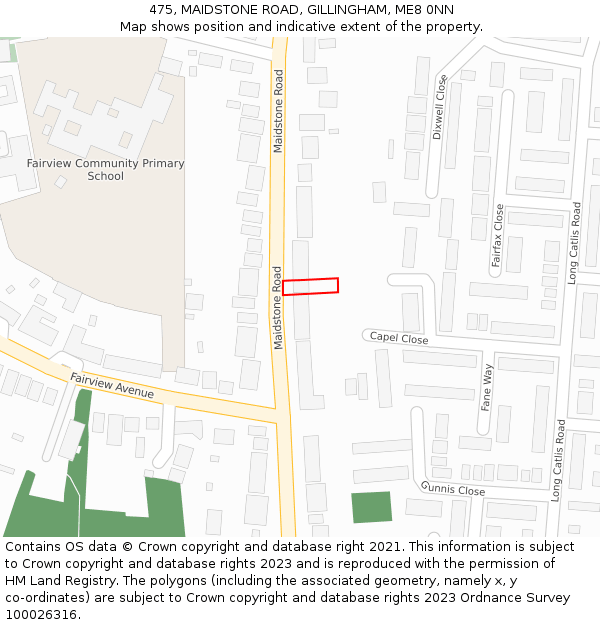 475, MAIDSTONE ROAD, GILLINGHAM, ME8 0NN: Location map and indicative extent of plot