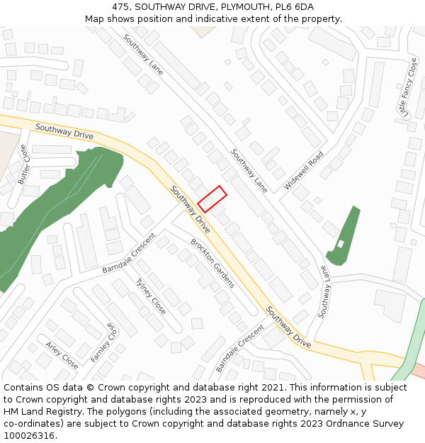 475, SOUTHWAY DRIVE, PLYMOUTH, PL6 6DA: Location map and indicative extent of plot