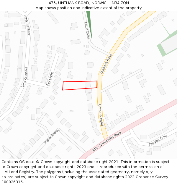 475, UNTHANK ROAD, NORWICH, NR4 7QN: Location map and indicative extent of plot