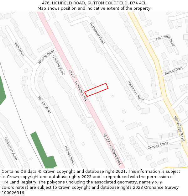 476, LICHFIELD ROAD, SUTTON COLDFIELD, B74 4EL: Location map and indicative extent of plot