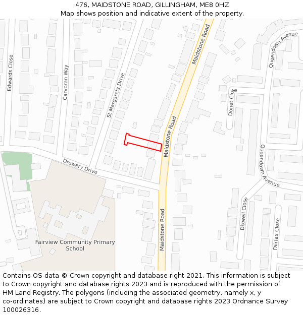 476, MAIDSTONE ROAD, GILLINGHAM, ME8 0HZ: Location map and indicative extent of plot