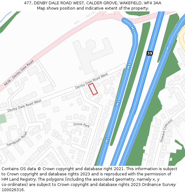 477, DENBY DALE ROAD WEST, CALDER GROVE, WAKEFIELD, WF4 3AA: Location map and indicative extent of plot