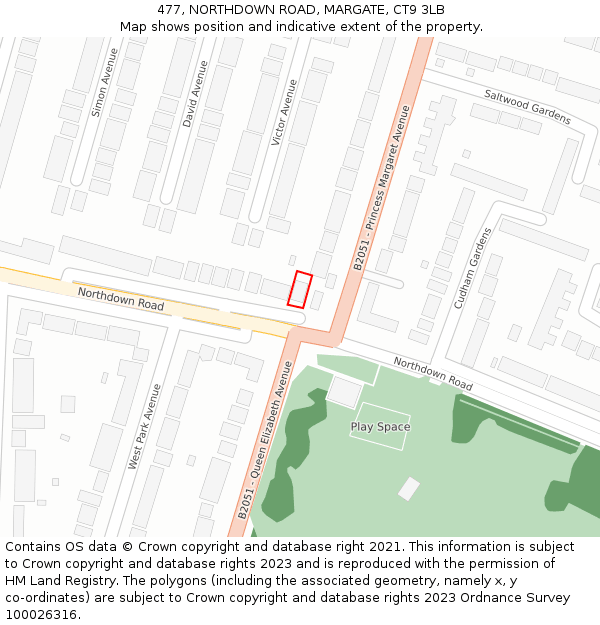 477, NORTHDOWN ROAD, MARGATE, CT9 3LB: Location map and indicative extent of plot