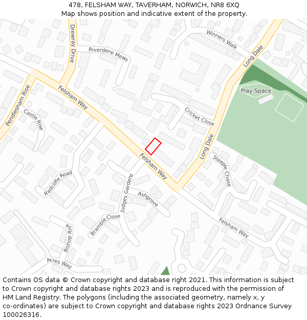 478, FELSHAM WAY, TAVERHAM, NORWICH, NR8 6XQ: Location map and indicative extent of plot