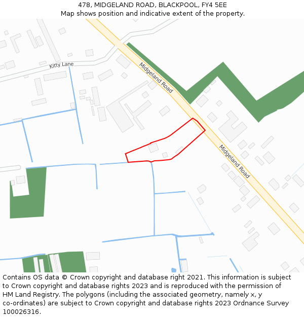 478, MIDGELAND ROAD, BLACKPOOL, FY4 5EE: Location map and indicative extent of plot