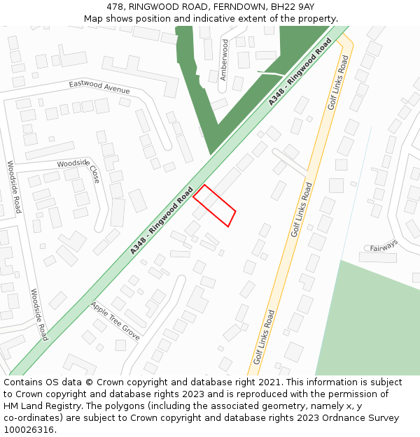 478, RINGWOOD ROAD, FERNDOWN, BH22 9AY: Location map and indicative extent of plot