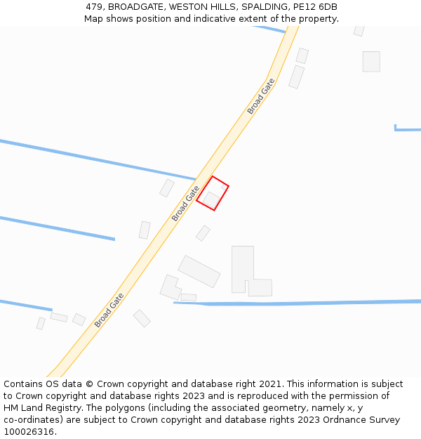 479, BROADGATE, WESTON HILLS, SPALDING, PE12 6DB: Location map and indicative extent of plot