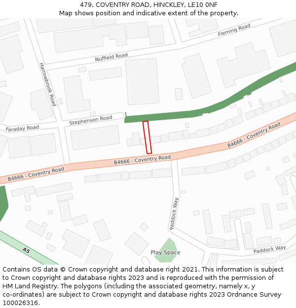 479, COVENTRY ROAD, HINCKLEY, LE10 0NF: Location map and indicative extent of plot