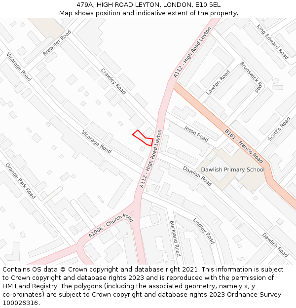 479A, HIGH ROAD LEYTON, LONDON, E10 5EL: Location map and indicative extent of plot