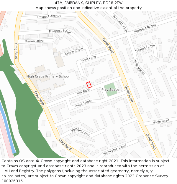 47A, FAIRBANK, SHIPLEY, BD18 2EW: Location map and indicative extent of plot