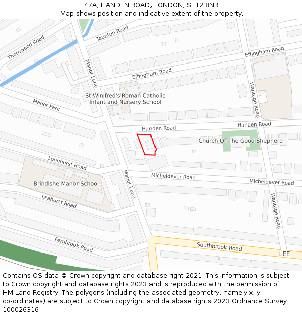 47A, HANDEN ROAD, LONDON, SE12 8NR: Location map and indicative extent of plot