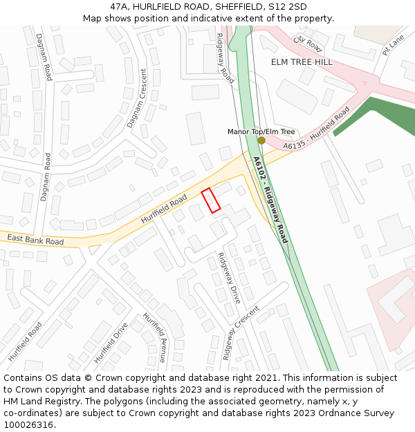 47A, HURLFIELD ROAD, SHEFFIELD, S12 2SD: Location map and indicative extent of plot