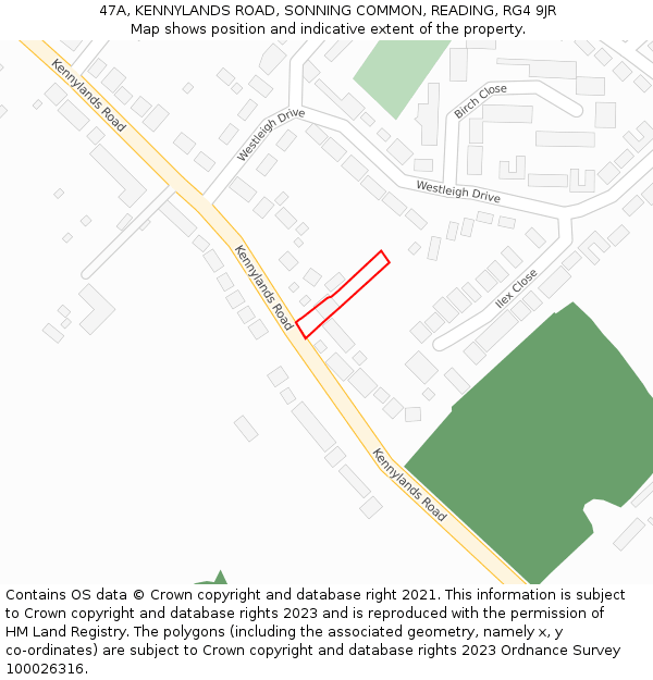 47A, KENNYLANDS ROAD, SONNING COMMON, READING, RG4 9JR: Location map and indicative extent of plot