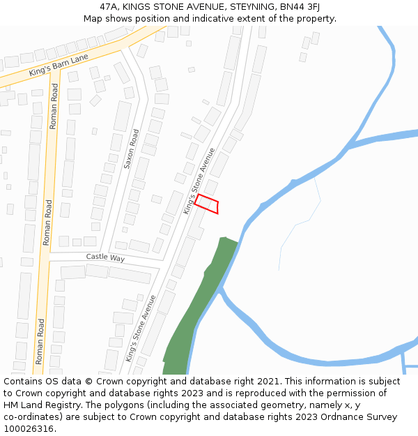 47A, KINGS STONE AVENUE, STEYNING, BN44 3FJ: Location map and indicative extent of plot
