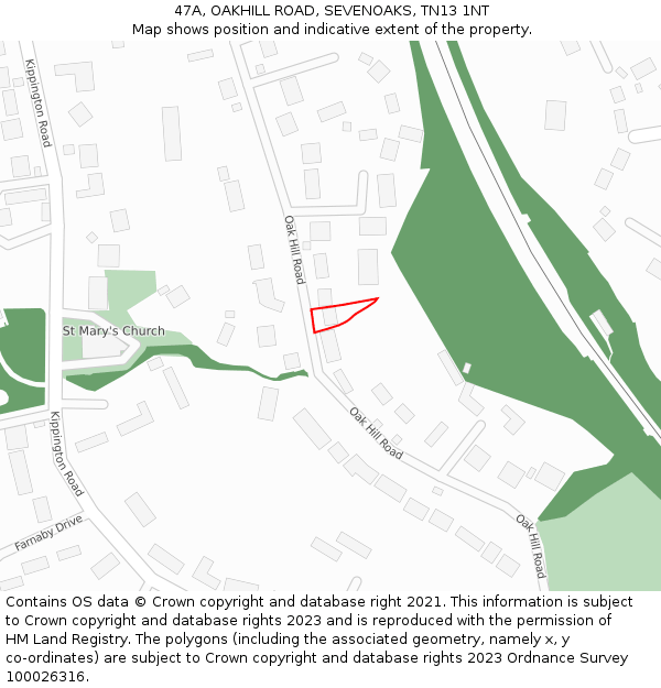 47A, OAKHILL ROAD, SEVENOAKS, TN13 1NT: Location map and indicative extent of plot