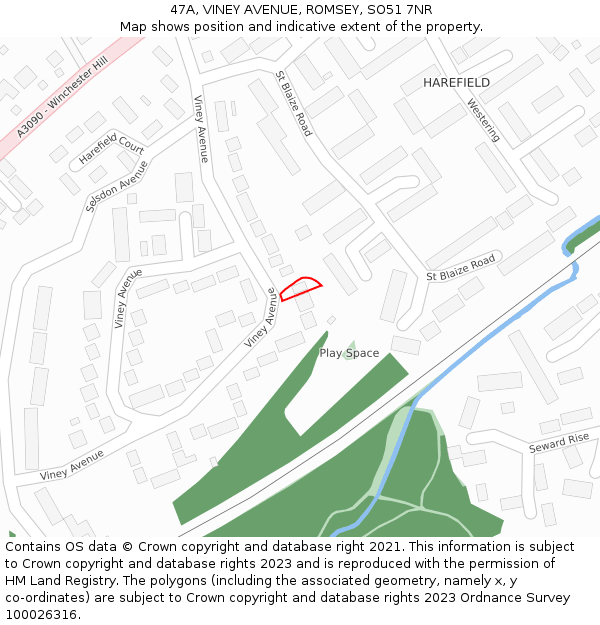 47A, VINEY AVENUE, ROMSEY, SO51 7NR: Location map and indicative extent of plot