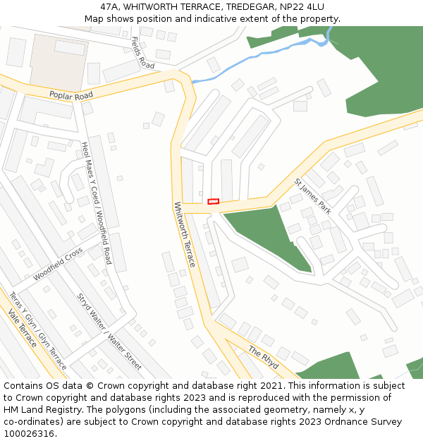 47A, WHITWORTH TERRACE, TREDEGAR, NP22 4LU: Location map and indicative extent of plot