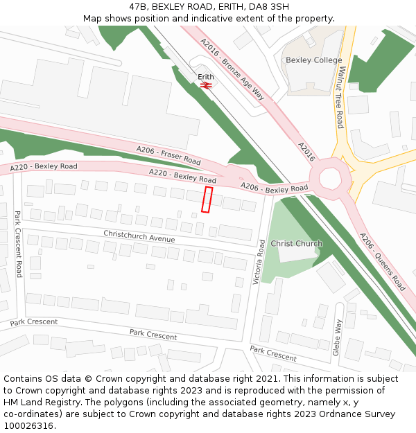 47B, BEXLEY ROAD, ERITH, DA8 3SH: Location map and indicative extent of plot