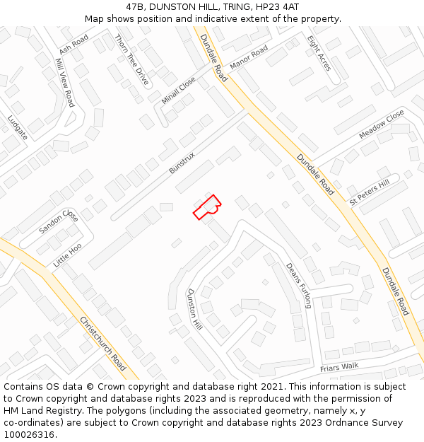 47B, DUNSTON HILL, TRING, HP23 4AT: Location map and indicative extent of plot