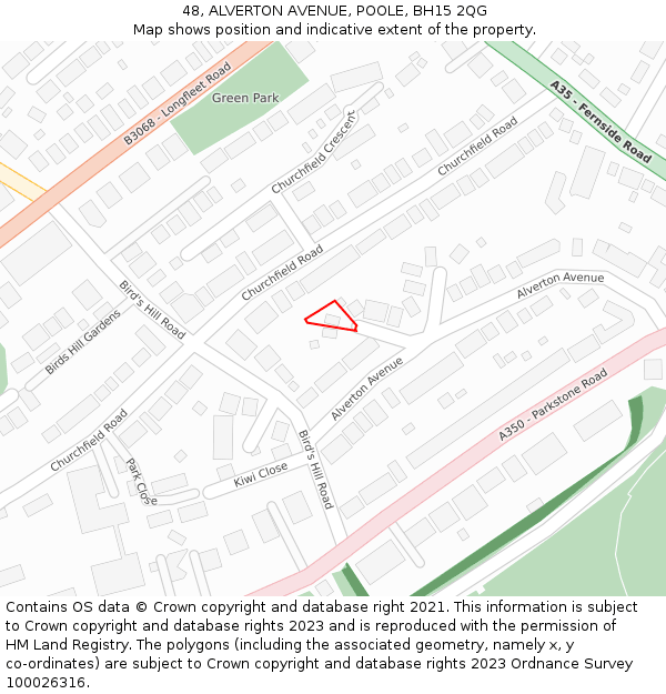 48, ALVERTON AVENUE, POOLE, BH15 2QG: Location map and indicative extent of plot