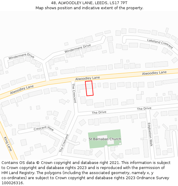 48, ALWOODLEY LANE, LEEDS, LS17 7PT: Location map and indicative extent of plot