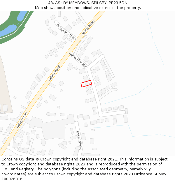 48, ASHBY MEADOWS, SPILSBY, PE23 5DN: Location map and indicative extent of plot