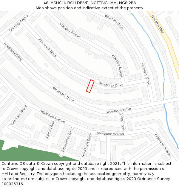 48, ASHCHURCH DRIVE, NOTTINGHAM, NG8 2RA: Location map and indicative extent of plot