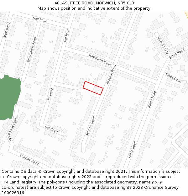 48, ASHTREE ROAD, NORWICH, NR5 0LR: Location map and indicative extent of plot