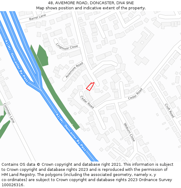 48, AVIEMORE ROAD, DONCASTER, DN4 9NE: Location map and indicative extent of plot