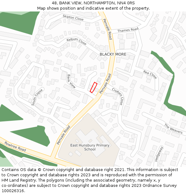 48, BANK VIEW, NORTHAMPTON, NN4 0RS: Location map and indicative extent of plot