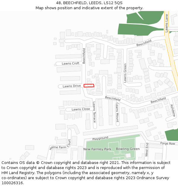 48, BEECHFIELD, LEEDS, LS12 5QS: Location map and indicative extent of plot