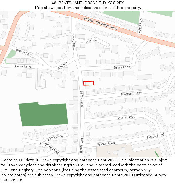 48, BENTS LANE, DRONFIELD, S18 2EX: Location map and indicative extent of plot