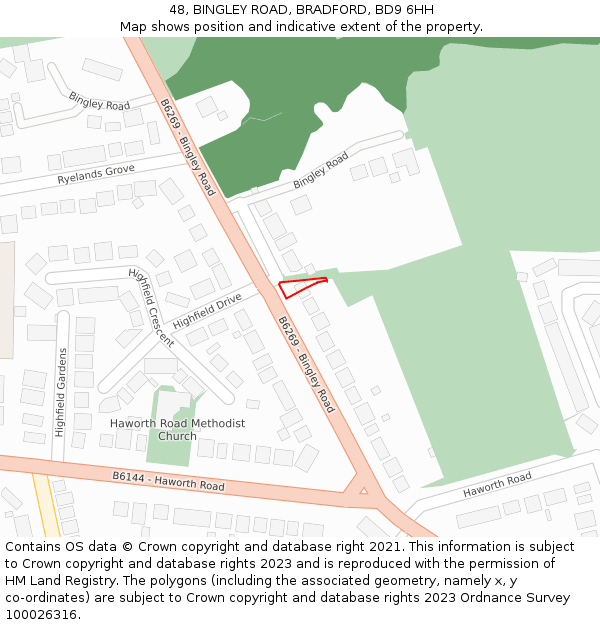 48, BINGLEY ROAD, BRADFORD, BD9 6HH: Location map and indicative extent of plot