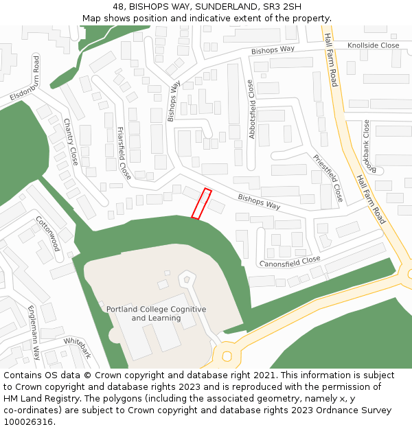 48, BISHOPS WAY, SUNDERLAND, SR3 2SH: Location map and indicative extent of plot