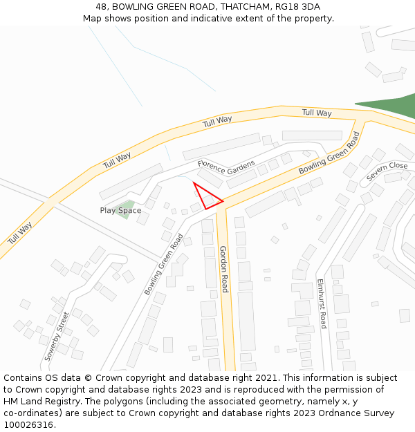 48, BOWLING GREEN ROAD, THATCHAM, RG18 3DA: Location map and indicative extent of plot