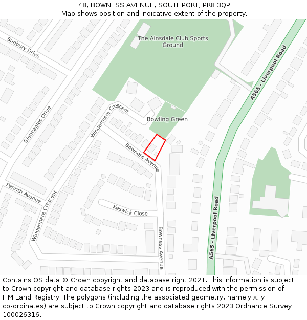 48, BOWNESS AVENUE, SOUTHPORT, PR8 3QP: Location map and indicative extent of plot