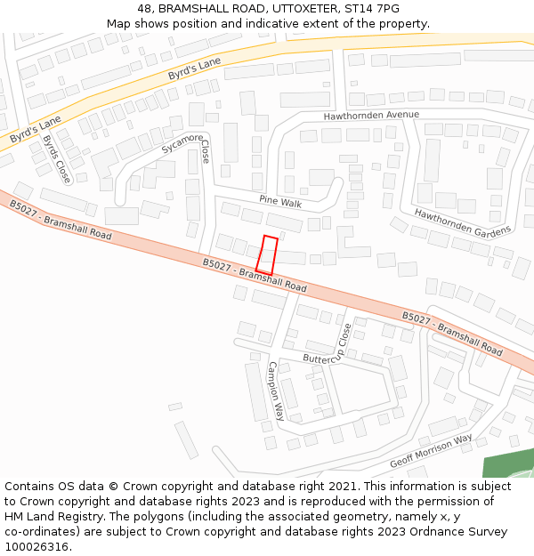 48, BRAMSHALL ROAD, UTTOXETER, ST14 7PG: Location map and indicative extent of plot
