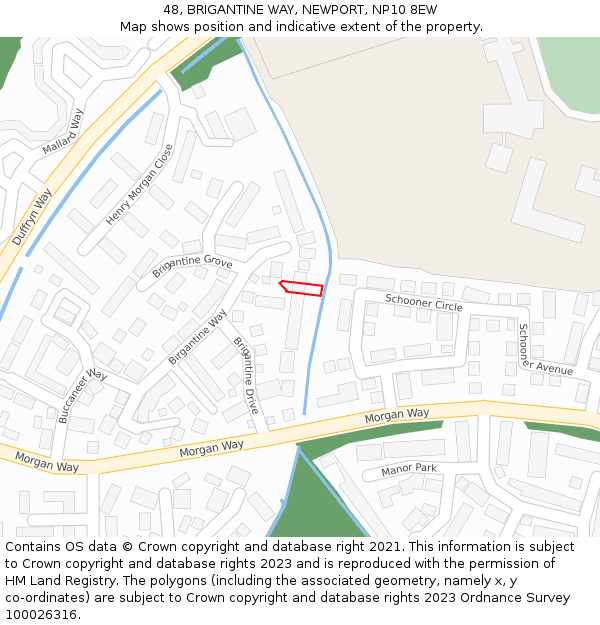 48, BRIGANTINE WAY, NEWPORT, NP10 8EW: Location map and indicative extent of plot