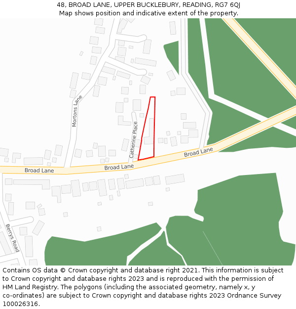 48, BROAD LANE, UPPER BUCKLEBURY, READING, RG7 6QJ: Location map and indicative extent of plot