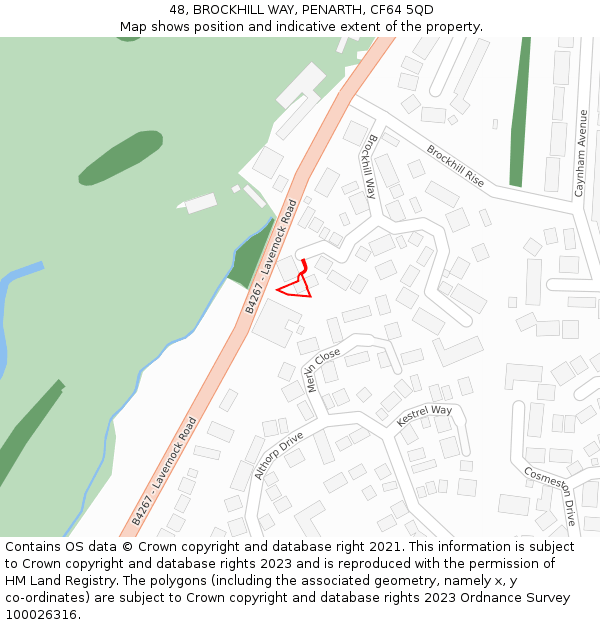 48, BROCKHILL WAY, PENARTH, CF64 5QD: Location map and indicative extent of plot