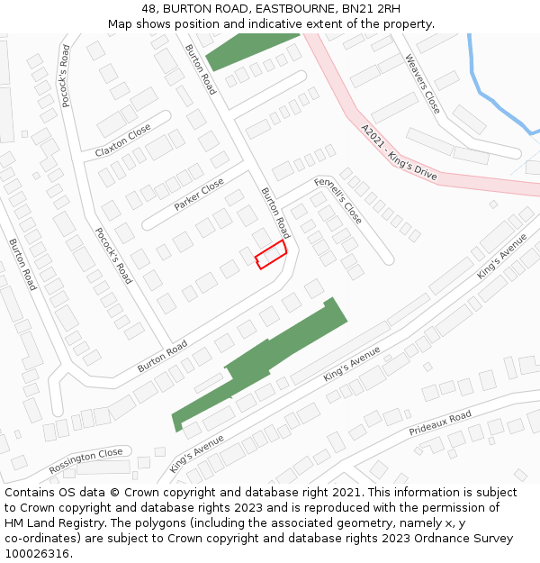 48, BURTON ROAD, EASTBOURNE, BN21 2RH: Location map and indicative extent of plot