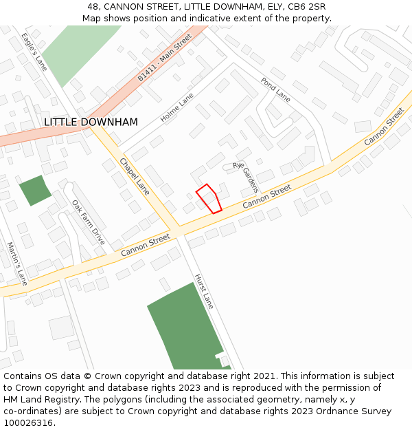 48, CANNON STREET, LITTLE DOWNHAM, ELY, CB6 2SR: Location map and indicative extent of plot