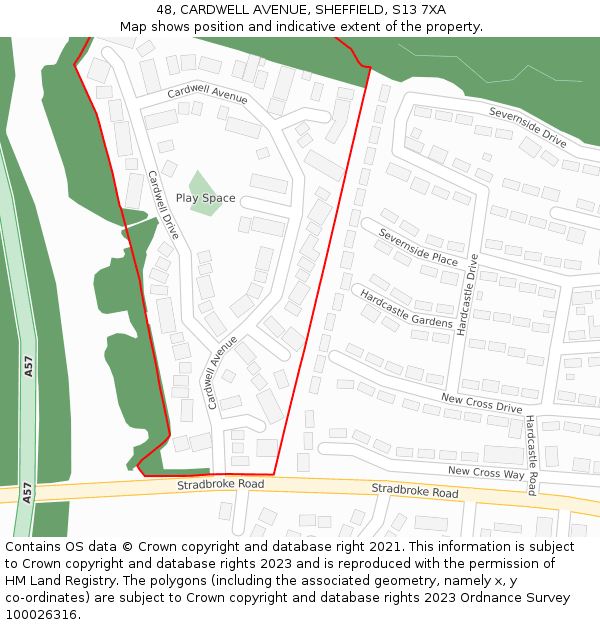 48, CARDWELL AVENUE, SHEFFIELD, S13 7XA: Location map and indicative extent of plot