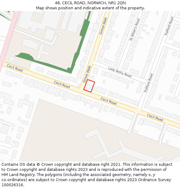 48, CECIL ROAD, NORWICH, NR1 2QN: Location map and indicative extent of plot