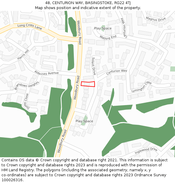 48, CENTURION WAY, BASINGSTOKE, RG22 4TJ: Location map and indicative extent of plot