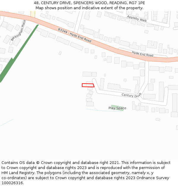 48, CENTURY DRIVE, SPENCERS WOOD, READING, RG7 1PE: Location map and indicative extent of plot