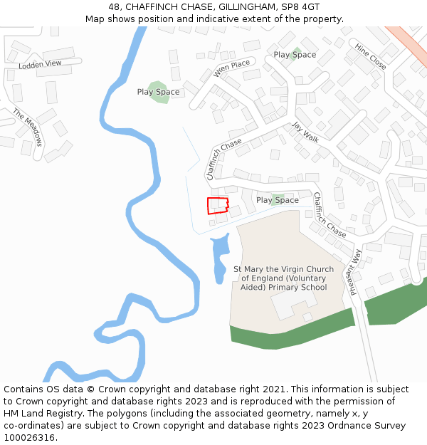 48, CHAFFINCH CHASE, GILLINGHAM, SP8 4GT: Location map and indicative extent of plot