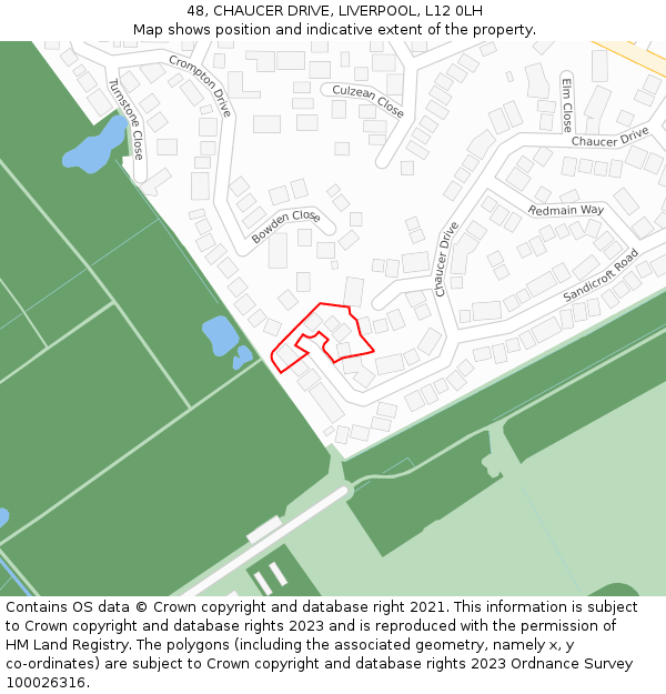 48, CHAUCER DRIVE, LIVERPOOL, L12 0LH: Location map and indicative extent of plot