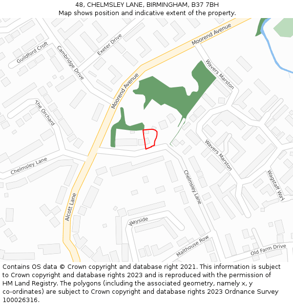 48, CHELMSLEY LANE, BIRMINGHAM, B37 7BH: Location map and indicative extent of plot